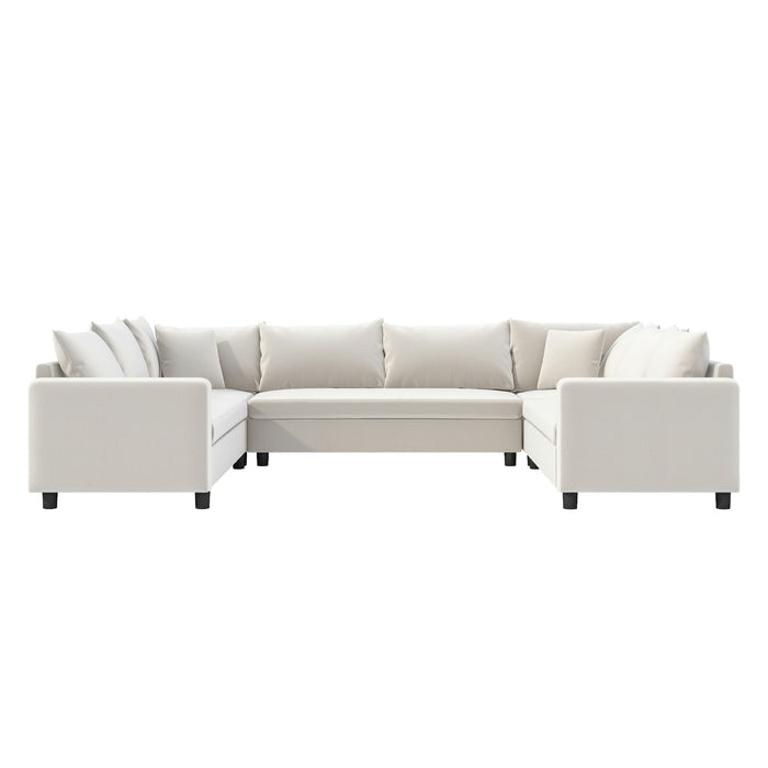 Modular Sectional Reversible U Shaped Couch Set, Free Combination Minimalist Style, Oversized 8 Seat Convertible Sofa