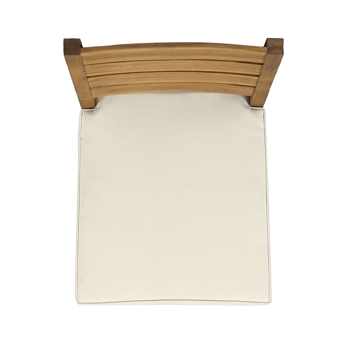 Outdoor 6 Seater Expandable Dining Set With Cushions - Sandblasted Natural / Beige