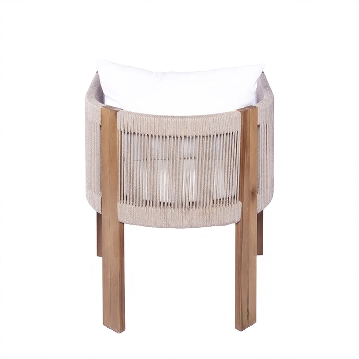Matera - Patio Dining Chair (Set of 2) With Wraparound Back And Removable Cushion Cover - Teak / Beige