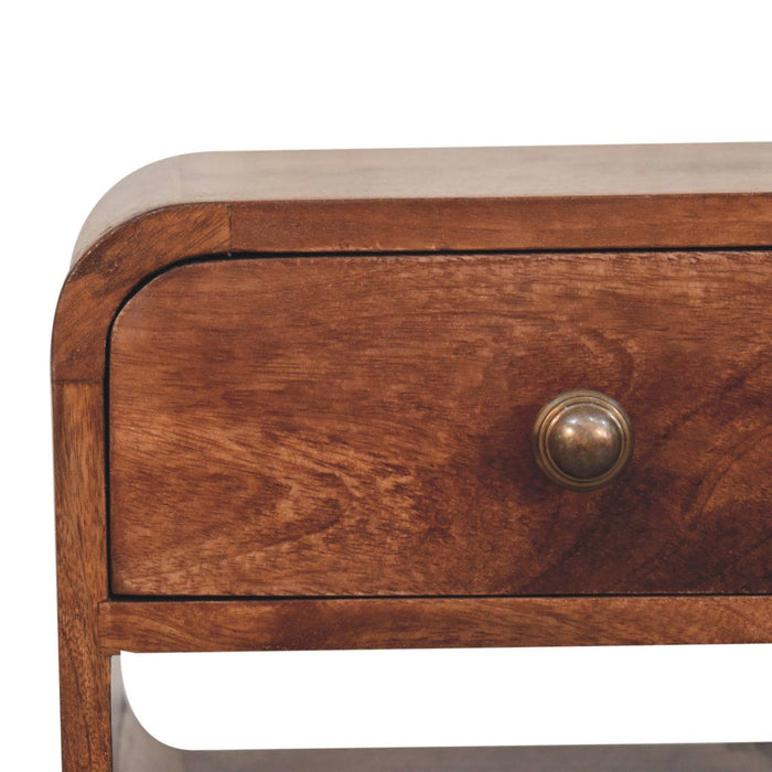Mini California Curved Nightstand Wth Lower Slot