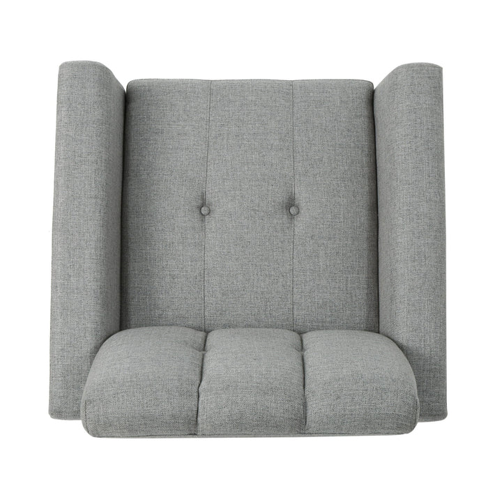 Fabric Channel Stitch Club Chair With Tufted Back - Gray