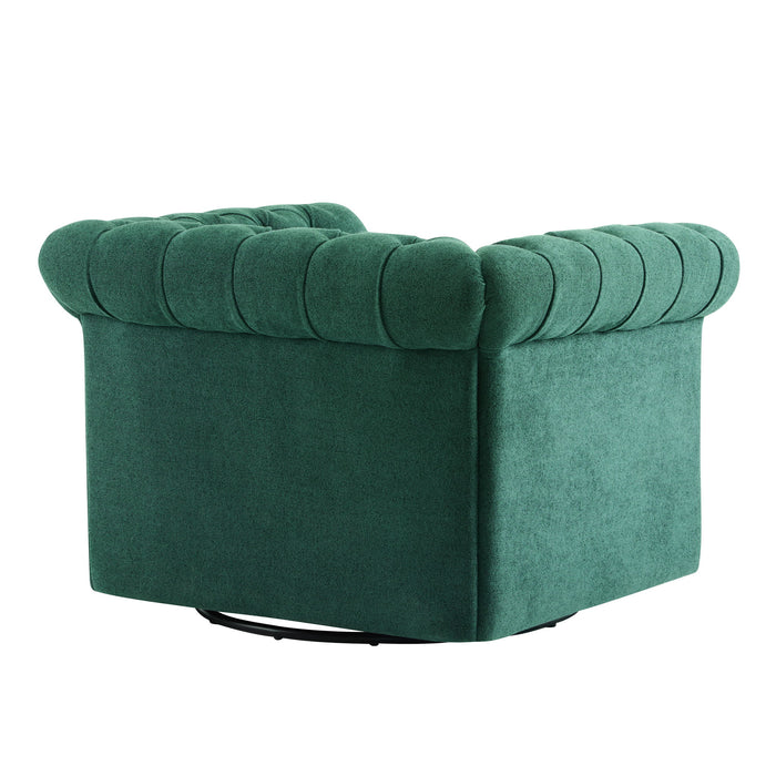 Chesterfield Style Swivel Club Chair With Button Tufted