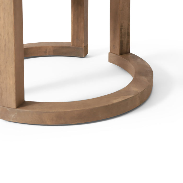 Outdoor Acacia Wood Side Table, Solid Side Table For Patio, Pool, Porch - Brown Wash