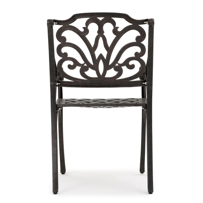 Patio Cast Aluminum Outdoor Dining Chairs (Set of 2) - Bronze
