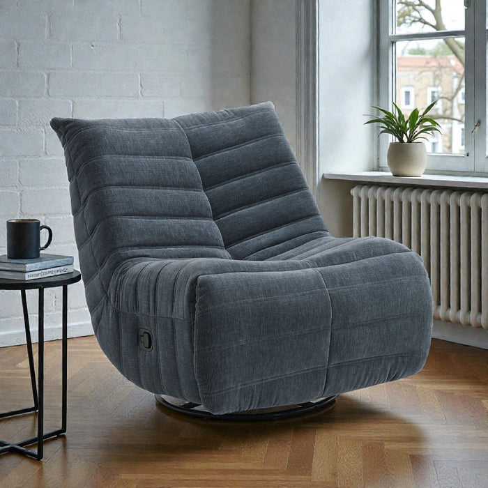 Talmon - Chenille Glider Recliner With Swivel - Dark Gray