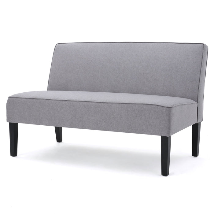 Contemporary Loveseat With Upholstered Fabric And Birch Wood Legs - Light Gray