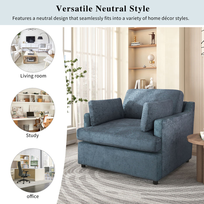 Oversized Accent Chair Comfortable Armrest Cushions, Versatile Neutral Style, Elegant Design, Durable Frame