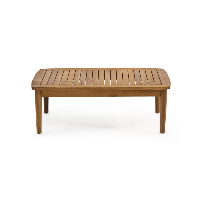 Outdoor Acacia Wood Loveseat Set With Coffee Table