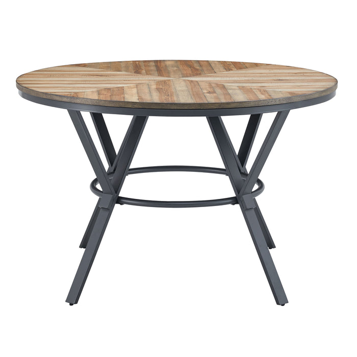 Contemporary Indoor Dining Set With Metal Legs, Birch, And Metal - Black / Natural