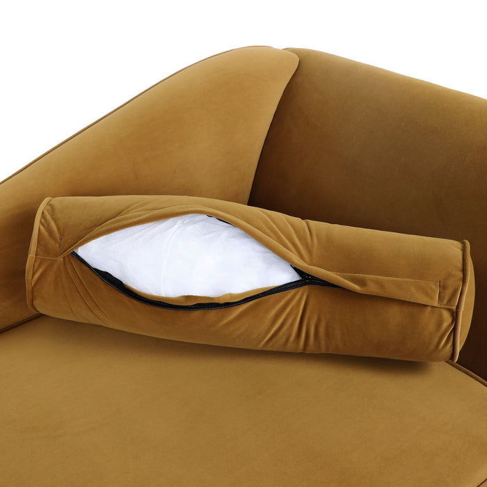 Auroral - Upholstered Chaise Lounge With Scrolled Arms And Tapered Legs