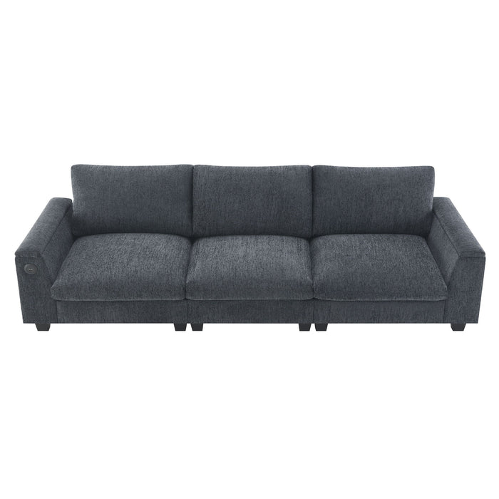 Sectional With Bluetooth Speaker Comfy Cloud Couch Set With Drop Down Table Cup Holders, USB Charger Storage Armrest Wide Seat Sofa