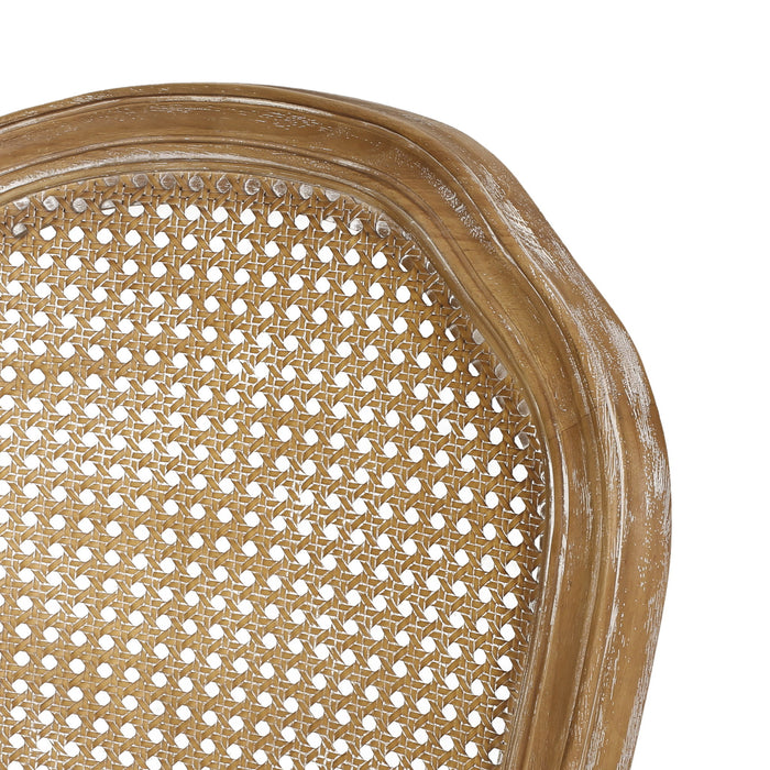 French Country Style Dining Chair Set With Cane Webbing Backrest - Beige