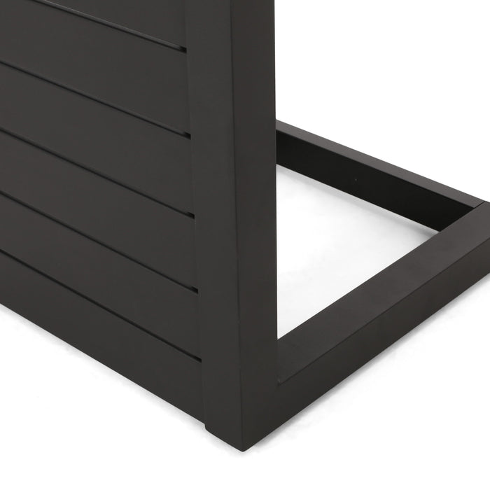 Aluminum And Rattan Chat Set, Outdoor Patio Set Includes Rattan Dining Chair Set Of 2 And C Shaped Side Table - Dark Brown