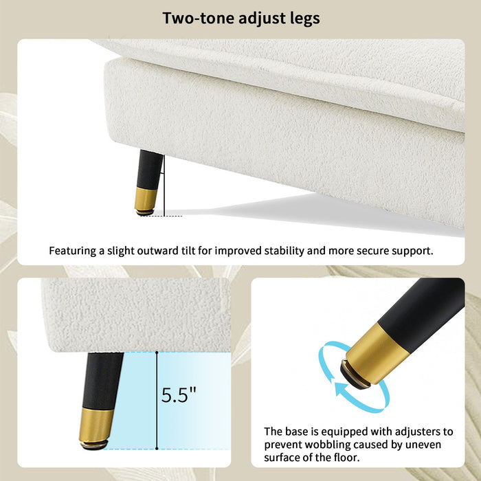 L Shaped Convertible Sectional Sofa 4 Seat Tufted Couch Set With Two Tone Adjust Legs Cloud Movable Ottoman