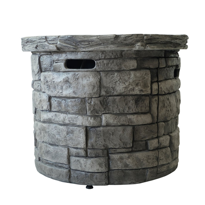Contemporary Circular Fire Pit With 40, 000 Btu - Gray