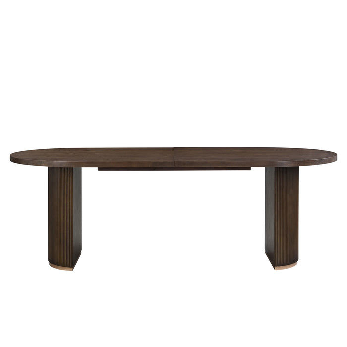 Modern Rustic Oval Dining Table With Double Pedestal Base