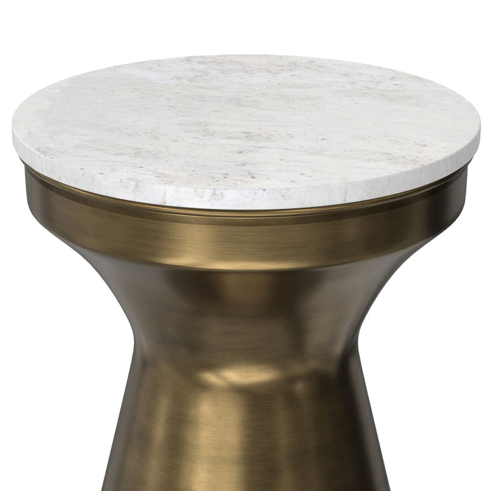 Raquel - Side Table - Antique Brass / White