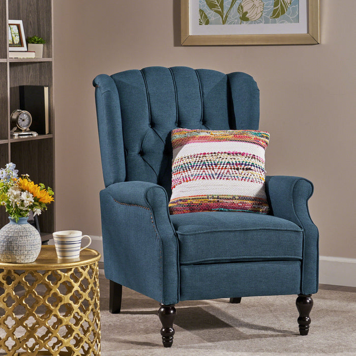 Armchair Recliner With Pushback Mechanism And Wingback Design