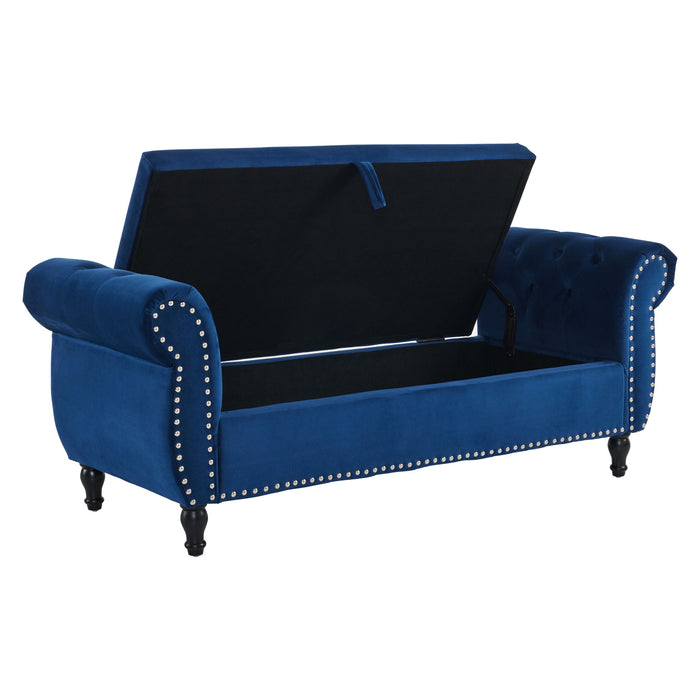Luxurious Velvet Multifunctional Storage Ottoman Bench With Pillow