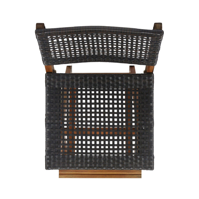 Outdoor Folding Acacia Wood Barstools With Rattan Backrest And Seat