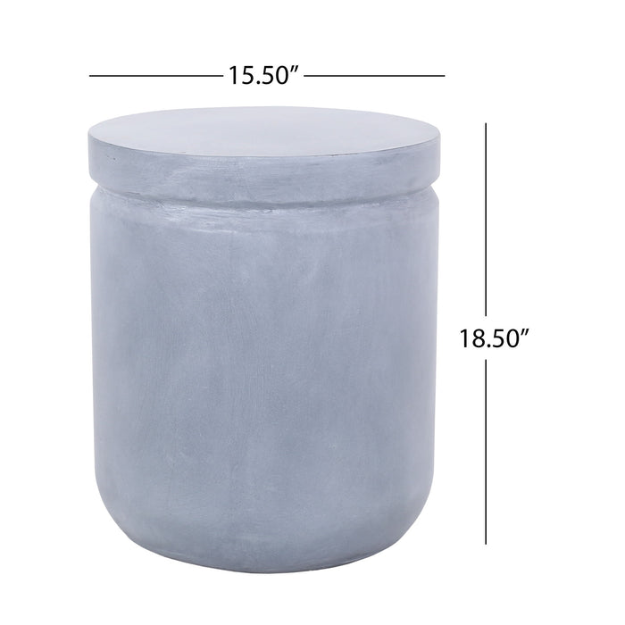 Outdoor Concrete End Table - Light Blue