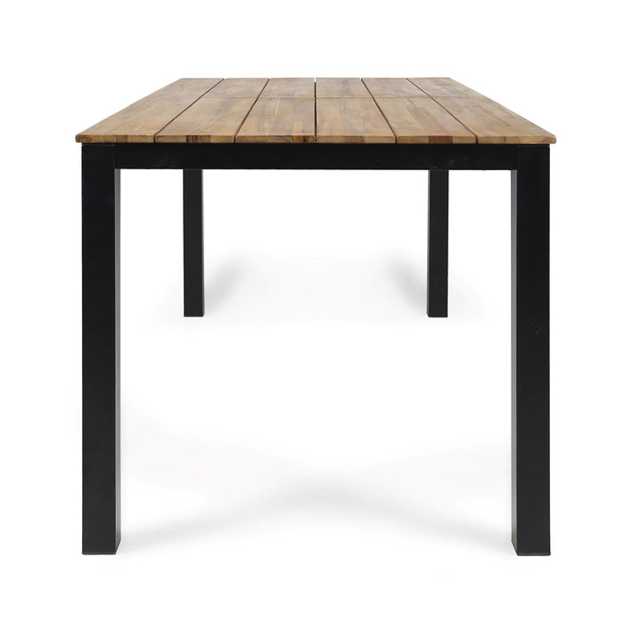 7 Piece Outdoor Dining Set With Table And 6 Chairs - Black / Gray / Teak