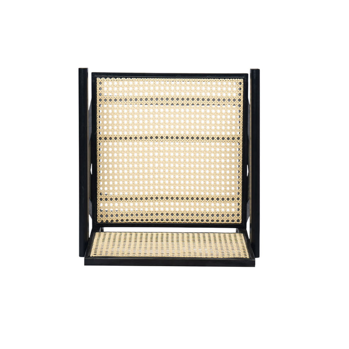 Modern Minimalist Bar Stool With Cane Seat - Black / Natural