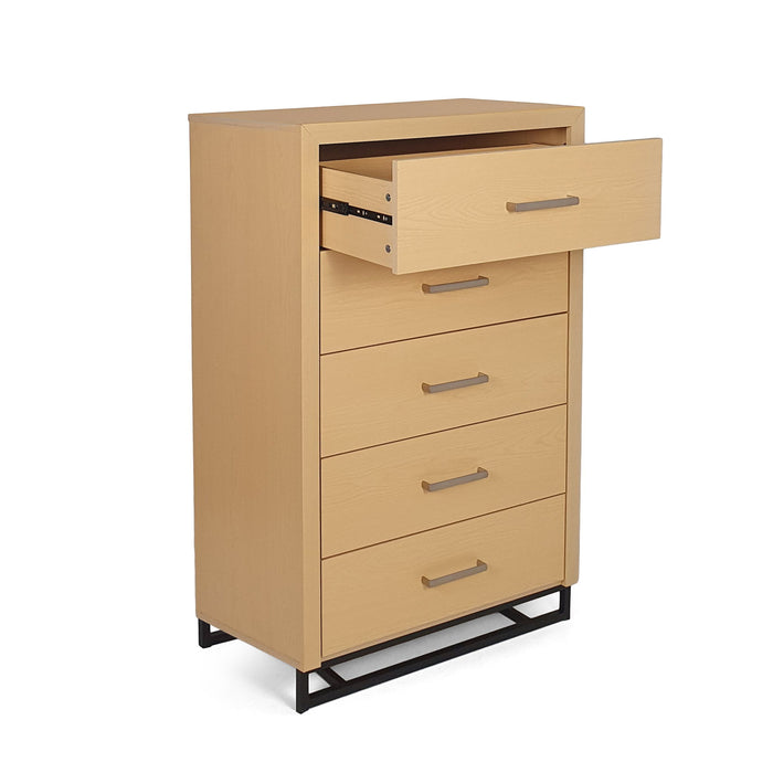 Borah - Contemporary Wood 5 Drawer Dresser - Natural