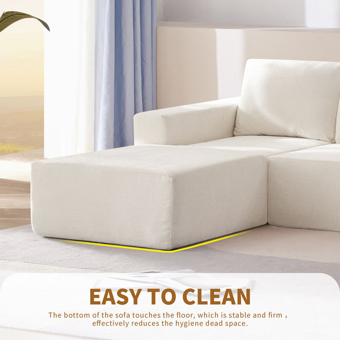 Modular U Shaped Sectional With Ottomans, Luxury Cloud Floor Couch With Deep Seat Fully Compressed Upholstered Sofa