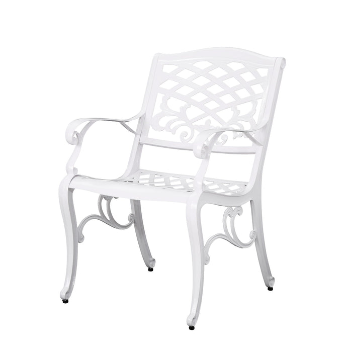 Unravel - Outdoor Arm Chair With Scroll Design And Floral Accents (Set of 2) - White