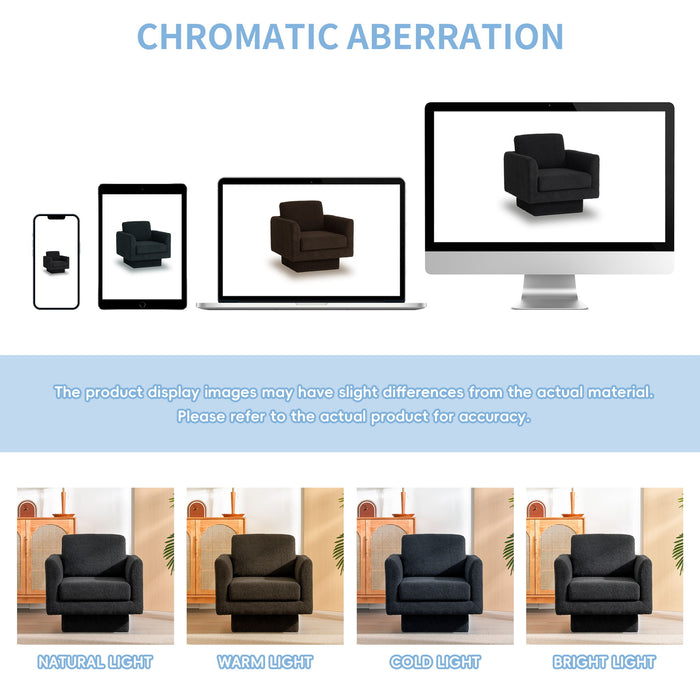 360° Modern Swivel Accent Chair Round Armchair, Thick Padded Single Lounge Sofa Upholstered Comfy