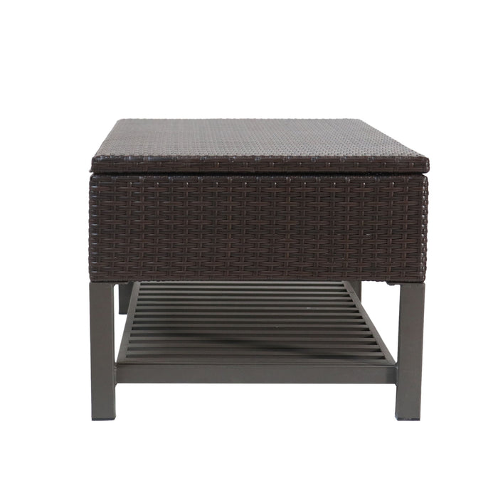 Regent - Storage Bench With Metal Rack - Brown Multi