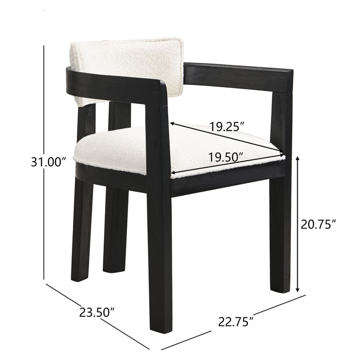 Modern Boucle Fabric Dining Chair With Armrest
