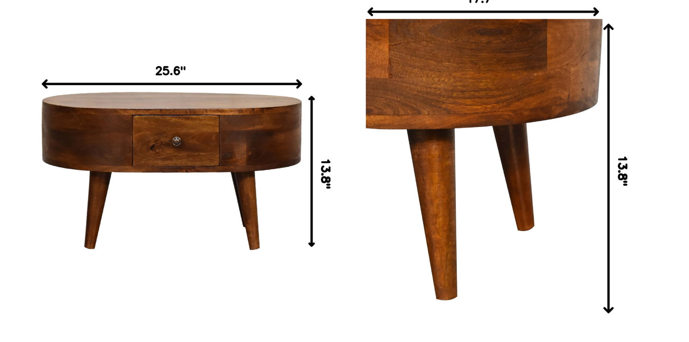 Mini Rounded Coffee Table - Chestnut