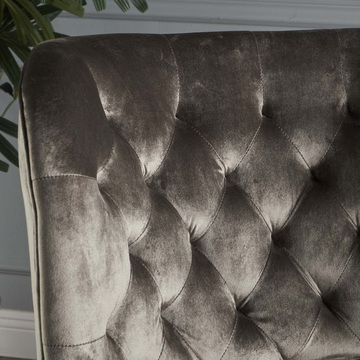 Elegant Velvet Club Chair With Handcrafted Details - Gray