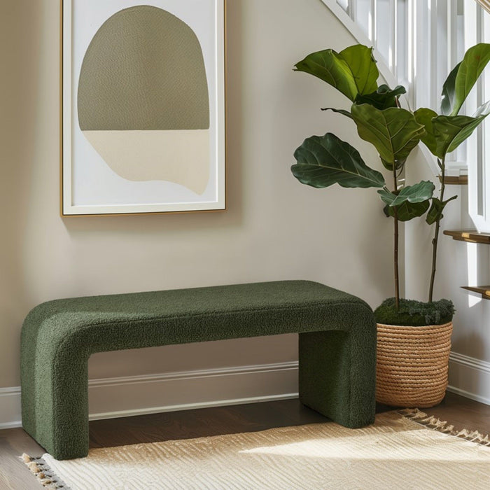 Modern Contemporary Boucle Waterfall Bench