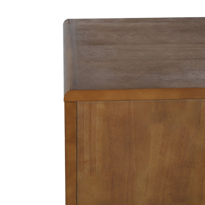 Modern Scandinavian 4 Door Sideboard Storage Cabinet With Adjustable Shelves - Brown / Gold