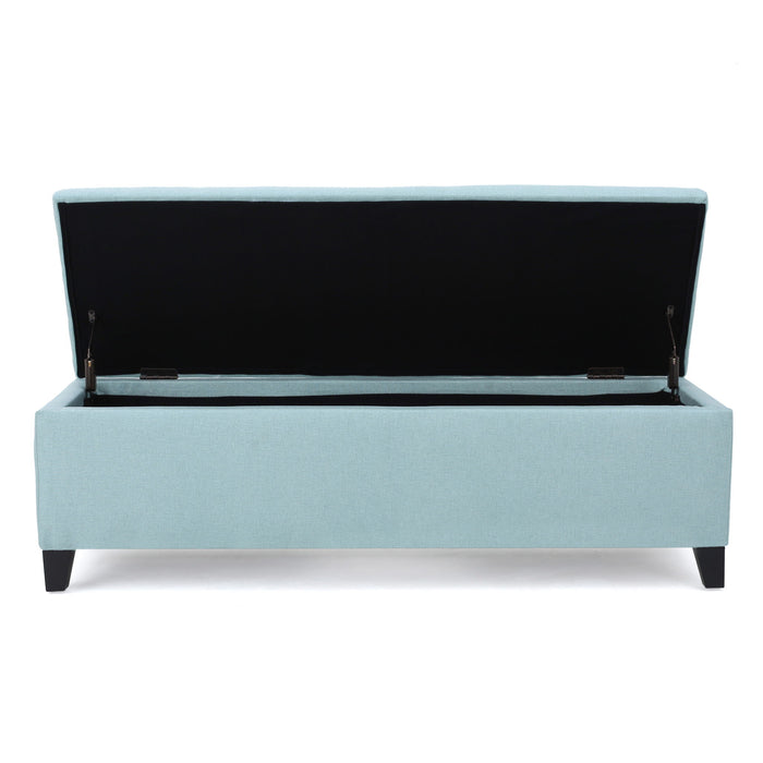 Contemporary Storage Ottoman Bench With Polyester Upholstery