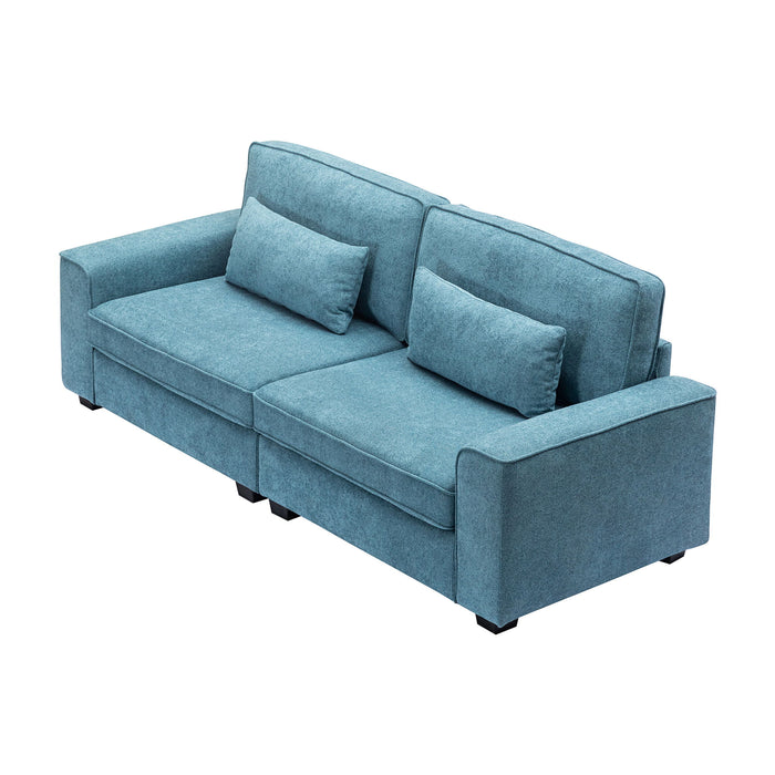 Modern Fabric Sofa With Plush Cushions, Sleek Arm Design