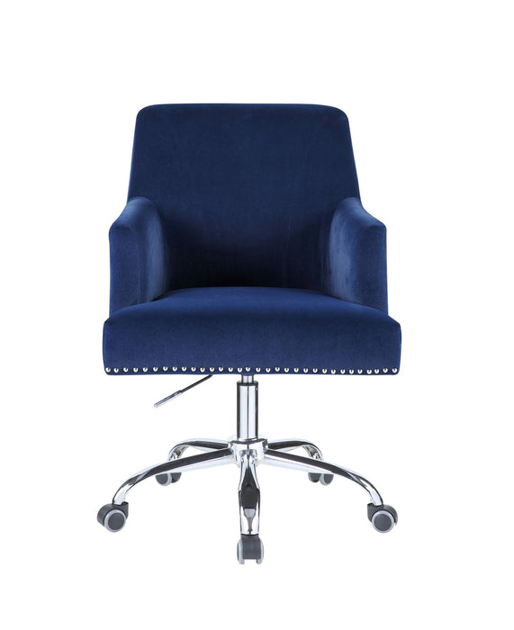 Trenerry - Velvet Office Chair - Blue / Chrome