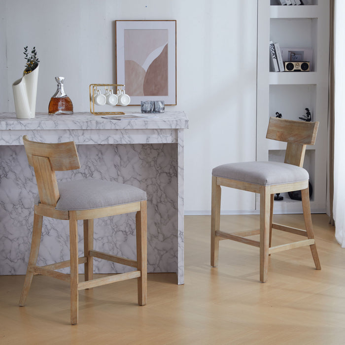 Upholstered Counter Height Bar Stools With Solid Rubber Wood Frame (Set of 2)