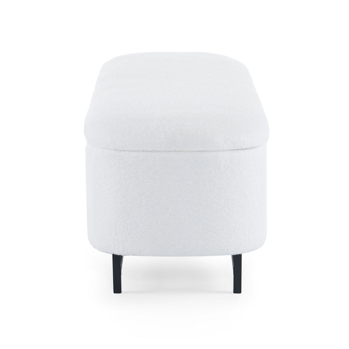 Modern Elegant Ottoman With Spacious Storage Function With Metal Feet - White / Black
