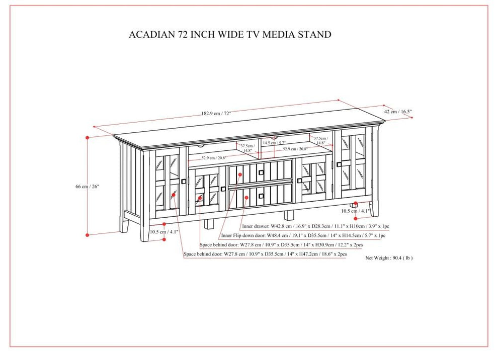 Acadian - Wide TV Media Stand - Brown
