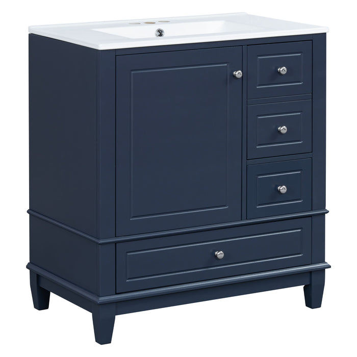 Freestanding Bathroom Vanity With Sink, Soft Close Door, 3 Drawers
