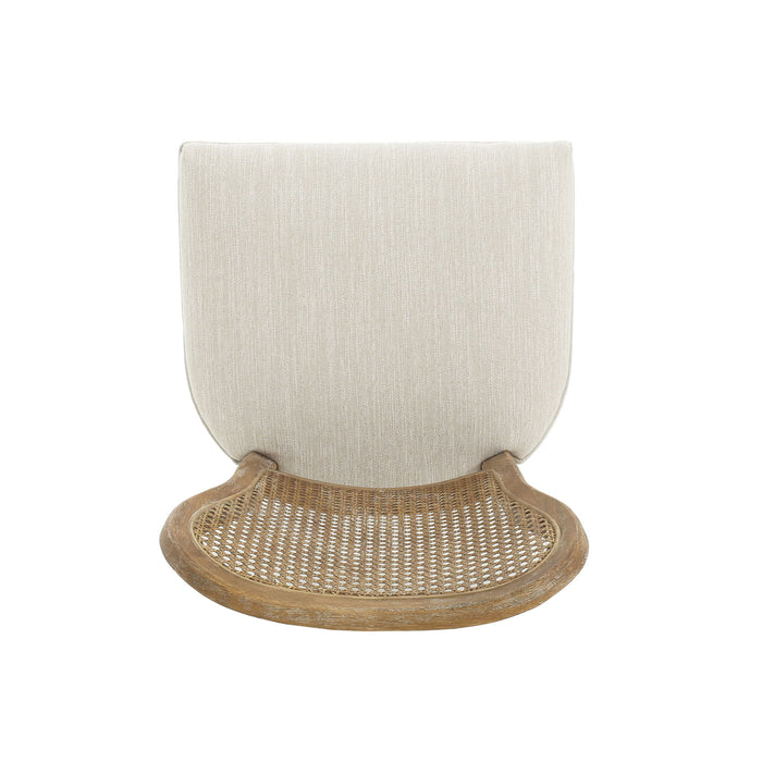 Classic Retro Dining Chair (Set of 2) With Rattan Backrest - Dark Brown / Beige