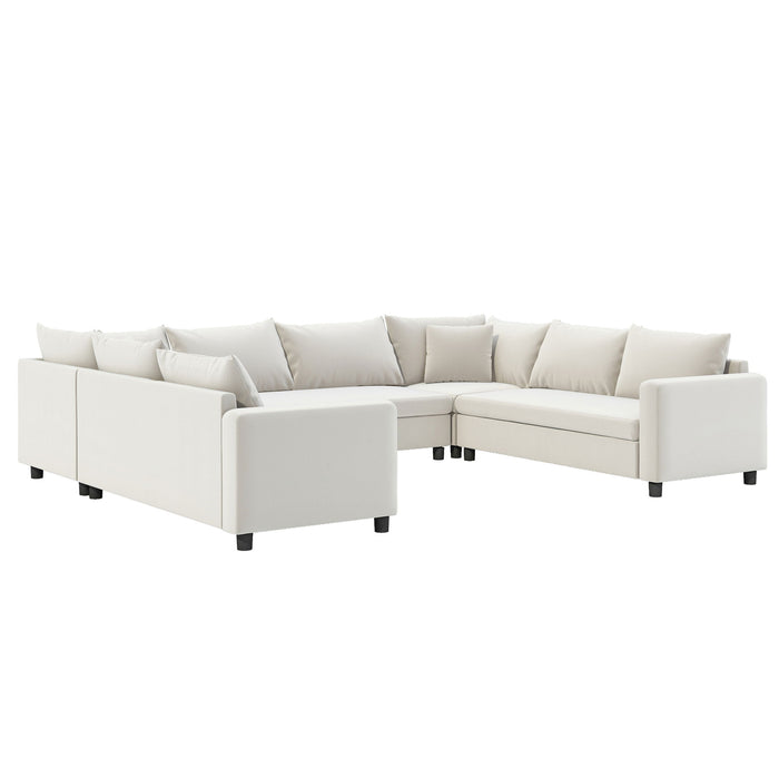 Modular Sectional Reversible U Shaped Couch Set, Free Combination Minimalist Style, Oversized 8 Seat Convertible Sofa