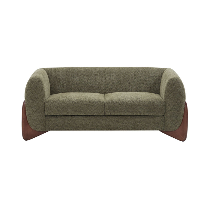 Contemporary Boucle Sherpa Sofa With Birch Wood Legs