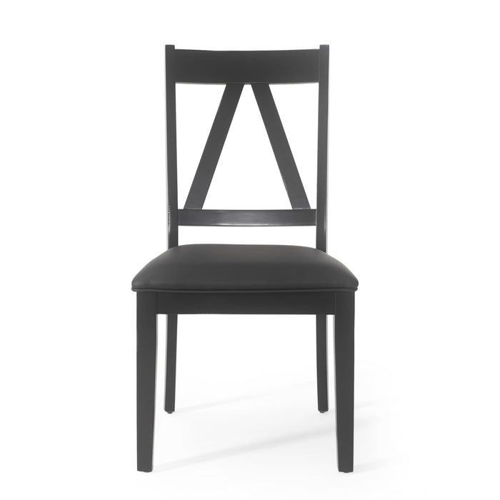 Farmhouse Style Dining Chair With Upholstered Seating - Black