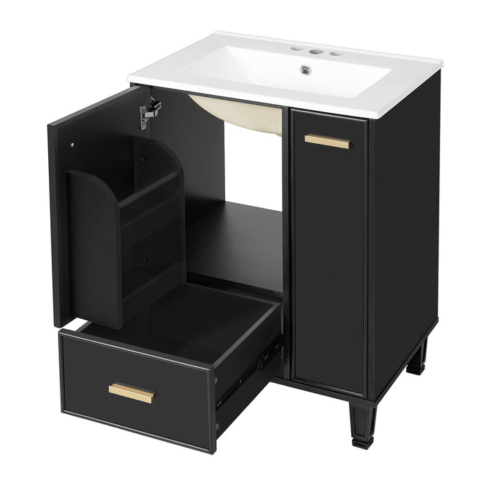 Bathroom Vanity With Sink, Deep Drawer, Door Shelf, 2 Tier Basket