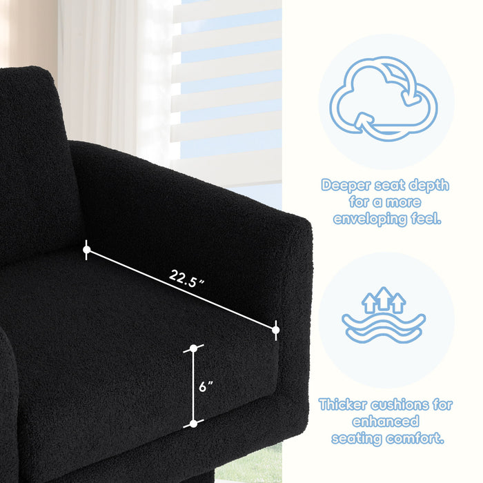 360° Modern Swivel Accent Chair Round Armchair, Thick Padded Single Lounge Sofa Upholstered Comfy